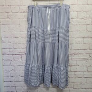 NEW Time and Tru Striped Tiered Maxi Skirt XL Prairie Boho Cottagecore Coastal